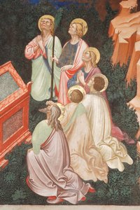 "Nanebevzetí Panny Marie" a "Panna Marie spouštějící opasek nebo svatý opasek sv. Tomášovi", Detail apoštolů, kolem 1420 (freska)