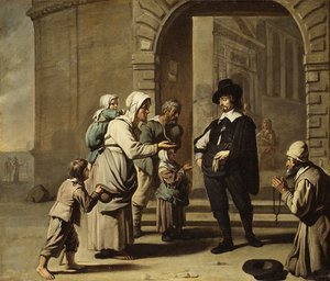 Žebráci u dveří od Master of the Béguins
