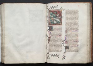 Gothajský misál: Fol. 103r, St. Andrew Beinged to Cross, c. 1375.