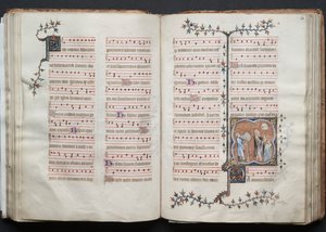 Gothajský misál: Fol. 60v, text, c. 1375. od Master of the Boqueteaux