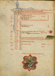 Muž rybařící; znamení zvěrokruhu Ryby od Master of the Brussels Initials