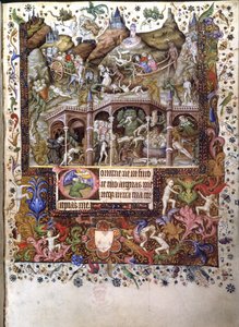 Přidat. 29433, f.89 Scene in Hell, ilustrace z „Knihy hodin“, kolem 1407 (inkoust a barva na pergamenu)