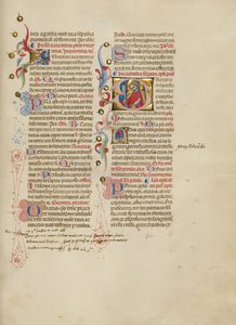 Iniciála I: svatý Valentýn; iniciála S: svatý Petr od Master of the Brussels Initials