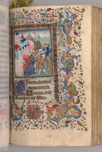 Hodiny Karla Vznešeného, krále navarrského 1361-1425: fol. 170v, Kristus nesoucí kříž, c. 14 od Master of the Brussels Initials and Associates