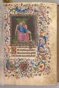 Hodiny Karla Vznešeného, krále navarrského 1361-1425: fol. 23r, sv.Lukáš,c. 1405. od Master of the Brussels Initials and Associates