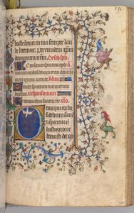 Hodiny Karla Vznešeného, krále navarrského 1361-1425: fol. 260r, Duch svatý, c. 1405. od Master of the Brussels Initials and Associates