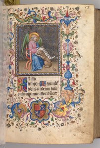 Hodiny Karla Vznešeného, krále navarrského 1361-1425: fol. 27r, Svatý Marek, k.ú. 1405. od Master of the Brussels Initials and Associates