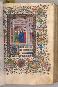 Hodiny Karla Vznešeného, krále navarrského 1361-1425: fol. 55r, The Visitation Lauds, c. 1405. od Master of the Brussels Initials and Associates