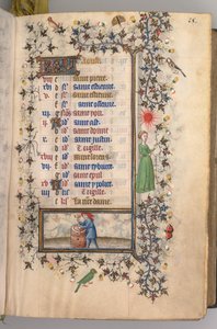 Hodiny Karla Vznešeného, krále navarrského 1361-1425: fol. 8r, srpen, c. 1405. od Master of the Brussels Initials and Associates