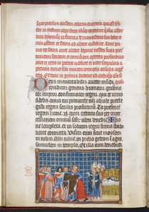 Bavlna Tiberius B. VIII f.47v Král si svléká svrchní oděv, ilustrace z 
