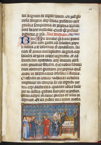 Cotton Tiberius B. VIII f.50r Král předávající meč Seneschalovi (vévodovi z Anjou), z 