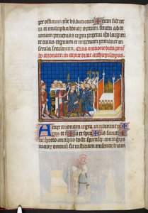 Cotton Tiberius B. VIII f.59v Vrstevníci Francie drží korunu, ilustrace z 