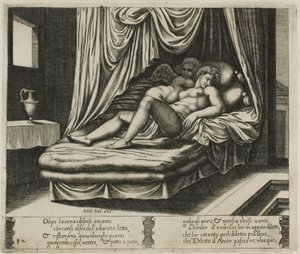 Cupid a Psyche spolu ve svatební posteli od Master of the Die