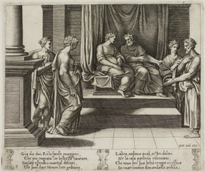 Dvě sestry Psyché jsou provdány za krále; ...Psyche je představena králi od Master of the Die