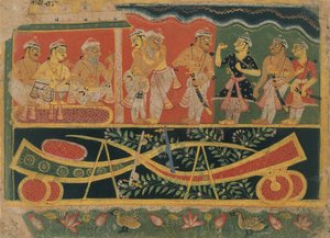 Nanda a Vasudeva: Stránka z rozptýlené Bhagavata Purana..., ca. 1520-30. od Master of the Dispersed Bhagavata Purana.
