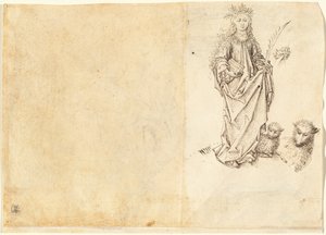 Svatá Anežka (verze) od Master of the Drapery Studies after Martin Schongauer