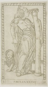 Fortitude, deska 36 od Genii and Virtues od Master of the E Series Tarocchi