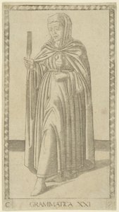 Gramatika, deska 21 z Arts and Sciences od Master of the E-Series Tarocchi