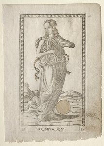 Polyhymnia (hrdinské hymny) (ze série Tarocchi D: Apollo and the Muses, #15) od Master of the E Series Tarocchi