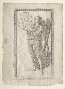 Anděl osmé koule z Tarocchi, série A..., před rokem 1467.