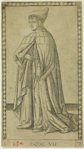 Doge, deska sedm z The Ranks and Conditions of Men od Master of the E Series Tarocchi