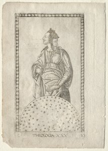 Teologie z Tarocchi, série C: Liberal Arts, #30, před rokem 1467. od Master of the E Series Tarocchi