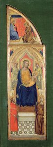 Panna s dítětem na trůně (olej na desce) od Master of the Fabriano Altarpiece (attr. to)