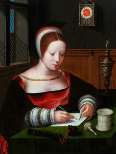Marie Magdaléna píše. od Master of the Female Half Lengths