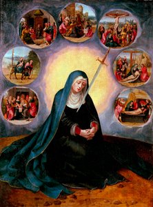 Sedmibolestná Panna Maria - Sedmibolestná Panna - Malba Mistra polovičních ženských figur (aktivní 1530-1560) 16. století - Olej na dřevě - 75x56,7 - Museu Nacional d