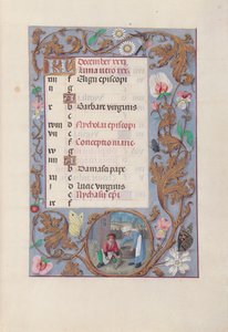 Hodiny královny Isabely Katolické, královny Španělska: Fol. 13r, prosinec, c. 1500. od Master of the First Prayerbook of Maximillian