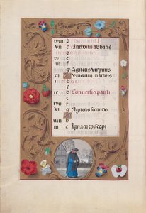 Hodiny královny Isabely Katolické, královny Španělska: Fol. 2v, leden - Snow Landscape, c. 1500. od Master of the First Prayerbook of Maximillian