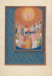 Hodiny královny Isabely Katolické, královny Španělska: Fol. 37v, Court of Heaven, c. 1500. od Master of the First Prayerbook of Maximillian
