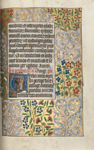 Kniha hodin Použití Rouen: fol. 110r, Mše za zemřelé v iniciále, c. 1470.