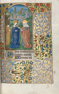 Kniha hodin Použití Rouen: fol. 39r, The Visitation, c. 1470.