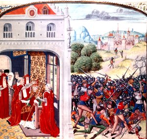 Vysvěcení papeže Řehoře IX. v Avignonu ve Francii (pontifikát v letech 1227-1241) Jeanem Froissartem (vellum)