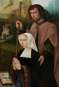 Detail pravého panelu Panny and Child s St. Catherine a St. Barbara, c.1520-25 (olej na panelu)