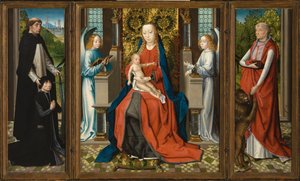 Triptych Madona s dítětem a anděly, dárce a jeho patron svatý Petr mučedník a svatý Jeroným od Master of the Legend of Saint Lucy