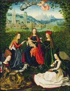 Panna z růžové zahrady od Master of the Legend of Saint Lucy