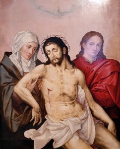 Ježíšovo tělo v rukou Marie a Jana