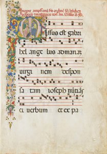 Rukopisný list se svatým Janem Evangelistou a svatým Janem Křtitelem..., druhá polovina 15. stol.