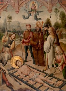 Mučednictví svatého Vavřince od Master of the Saint Ursula Legend
