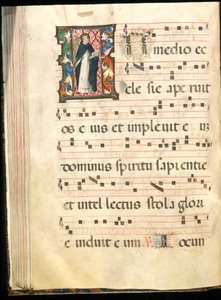 Folio z pozvolného konce 15. století (inkoust, tempera a plátkové zlato na pergamenu) od Master of the Saluces Hours (attr. to)