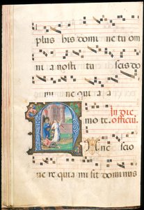 Svatý Petr vysvobozen z vězení, f.58v z pozvolného konce 15. století (inkoust, tempera a plátkové zlato na pergamenu) od Master of the Saluces Hours (attr. to)