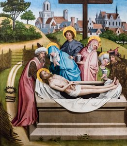 Ukládání Krista do hrobu, asi 1450/55 (tempera a olej na jedlovém dřevě) od Master of the Sterzing Altarpiece