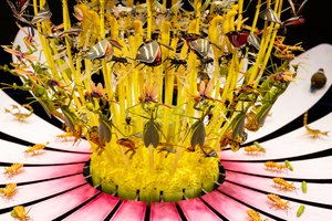 Equinox, 2021 (akryl, elektrické obvody, hydraulika, lak, motor, barva, recyklovaná pryskyřice, ocel) od Mat Collishaw