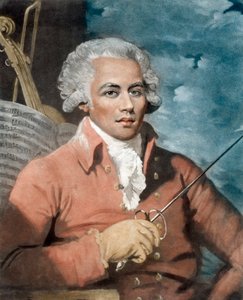 Joseph Boulogne (1748-99), rytíř svatého Jiří; syn francouzského majitele plantáží na Guadeloupe a otroka Nanona původem z Afriky - Portrét Josepha Boulogne (1748-1799), Chevalier de Saint Georges (Saint-Georges), skladatel guadeloupského původu. od Mather (after) Brown