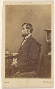 [sedící Abraham Lincoln z profilu] od Mathew B. Brady