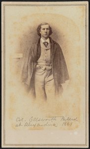 Carte-de-visite portrét plk. Elmer Ephraim Ellsworth, 1861. od Mathew Brady