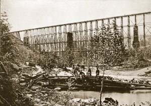 Falling Water Bridge, Nashville a Chattanooga Railroad, 1861-65 od Mathew B. Brady
