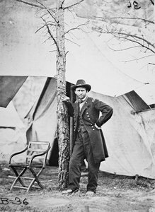 Generál Ulysses Simpson Grant na poli v Cold Harboru od Mathew Brady